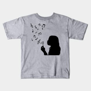 Blowing Musical Notes Kids T-Shirt